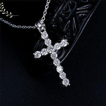 Splendid AAA Zirconia Crystals Cross Silver Necklaces Pendants For Women - Christian Bridal Jewellery - The Jewellery Supermarket